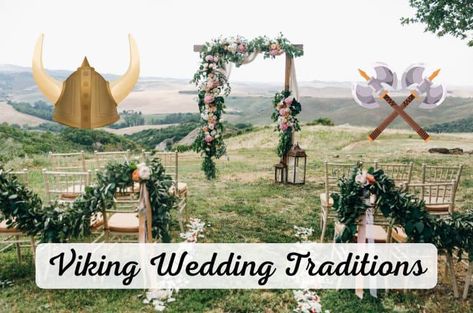 Would you like to know, what are the most famous or bizarre Viking wedding traditions? We have a list of 21 traditions you can do on your day! Outdoor Viking Wedding, Nordic Wedding Traditions, Danish Wedding Traditions, Norwegian Wedding Traditions, Irish Wedding Traditions Handfasting, Norse Wedding Dress, Norse Wedding Ideas, Traditional Viking Wedding, Pagan Wedding Traditions