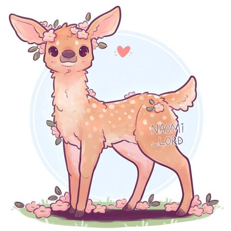 Draw A Deer, Naomi Lord Art, Naomi Lord, Deer Cartoon, Deer Drawing, Cute Kawaii Animals, Deer Art, Cute Animal Drawings Kawaii, Cute Doodles Drawings