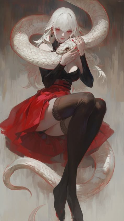 Female Naga Art, Snake Woman, Dungeons And Dragons Races, Gothic Images, Persona Anime, Npc Ideas, Mythical Creatures Fantasy, Snake Girl, Female Oc