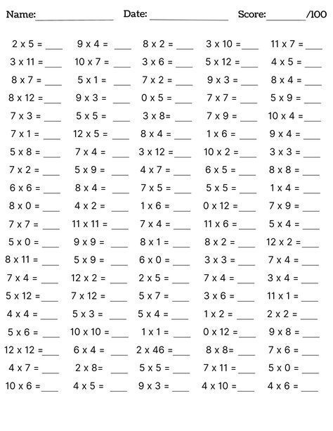 10 Printable Multiplication Worksheets, Fill in the Blanks - Single Digit Multiplication (Numbers 1 – 12), Maths Drills, Answers Included Christmas Multiplication Worksheets, Medical Vocabulary, Math Worksheets For Kids, Grade 5 Math Worksheets, Printable Multiplication Worksheets, Multiplication Facts Worksheets, Kindergarten Math Worksheets Addition, Math Practice Worksheets, Math Addition Worksheets