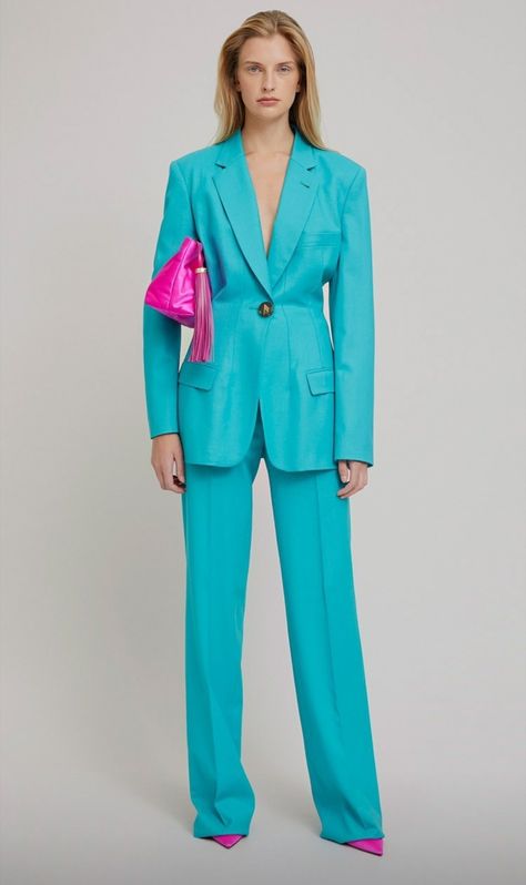 Turquoise Suit, Style Wide Leg Jeans, Classy Business Outfits, Stylish Work Attire, The Attico, Woman Suit Fashion, Event Outfit, Stylish Work Outfits, Jacket For Women