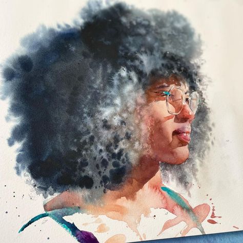 Charles Reid Watercolor Portraits, Gcse Watercolour, Eudes Correia Watercolor, Eudes Correia, Character Watercolor, People Watercolor, Charles Reid, Abstract Watercolor Flower, Art Pics