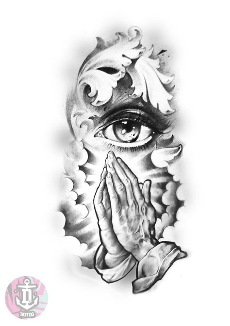 Baroque Tattoo Design, Praying Hands Tattoo Design Ideas, Praying Hand Tattoo, Praying Angel Tattoo, Praying Hands Drawing, Pray Tattoo, Baroque Tattoo, Praying Hands Tattoo Design, Half Sleeve Tattoo Stencils