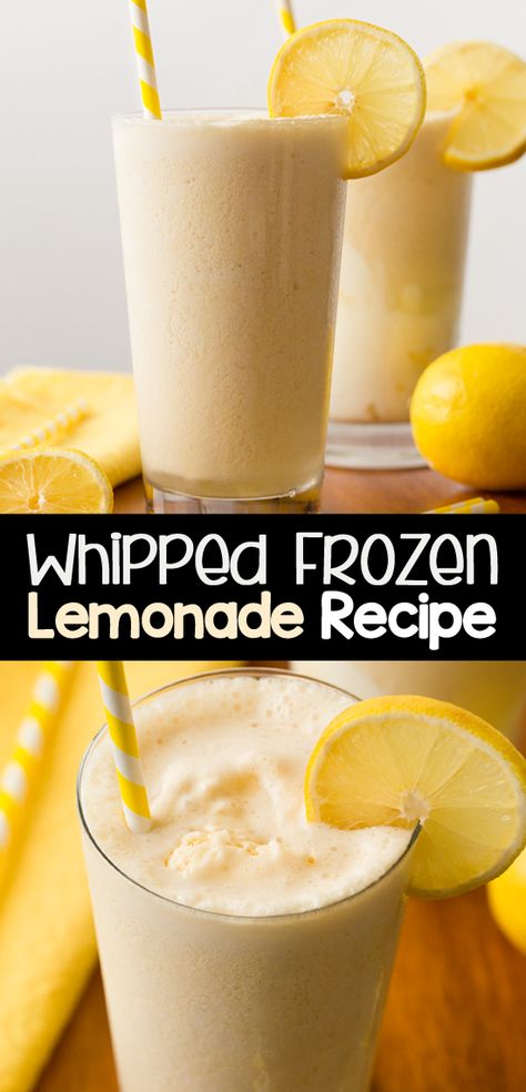 Frozen Lemonade Drinks, Frozen Blueberry Lemonade, Diy Frozen Lemonade, Whipped Frozen Lemonade Eating Well, Boozy Frozen Lemonade, Homemade Frozen Lemonade, Whipped Frozen Lemonade, Frosty Lemonade Recipe, Frozen Lemonade Concentrate Recipes