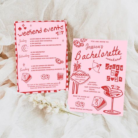 Whimsical Hand Drawn Poker Bachelorette Party Invitation Bachelorette Party Agenda, Burlesque Bachelorette Party Themes, Bachelorette Cocktail Names, Lucky Bachelorette Party, Bachelorette Party Funky, Trendy Bachelorette Party Themes, Bachlorette Itinary, Cat Themed Bachelorette Party, Creative Bachelorette Party Themes