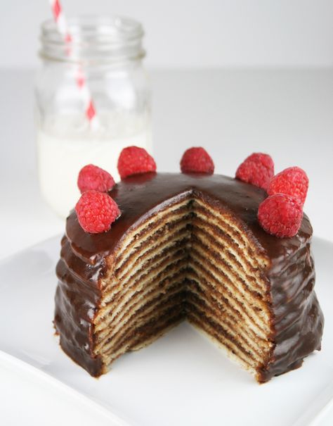 12-Layer Chocolate Pancake Cake. Make this mini-cake with store bought pancakes and homemade chocolate frosting. #12layerchocolatecake Toddler Entertainment, Chocolate Pancake, Cake Recipes At Home, Pancake Cake, Cakes To Make, Easy To Cook Meals, Chocolate Pancakes, Layer Cake Recipes, Food Contest