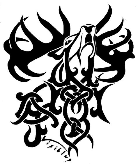 Celtic Stag, Celtic Wolf Tattoo, Celtic Animals, Stag Tattoo, Wolf Tattoos Men, Tattoo Painting, Hunting Tattoos, Knot Tattoo, Deer Tattoo