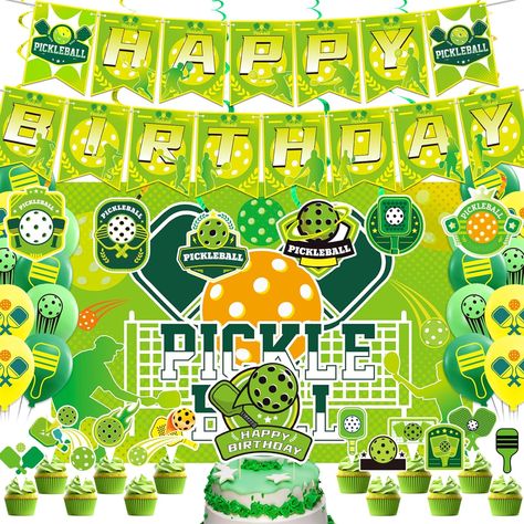 Get ready to serve up a smashing good time with our complete Decorations Pickleball Party Supplies set! This comprehensive package includes everything you need to throw a pickleball-themed extravaganza. Pickleball Birthday, Pickleball Party, Pickleball Design, Cards Cake, Swirl Cake, Decorations Balloons, Perfect Birthday Party, Happy Birthday Cake Topper, Happy Birthday Cake