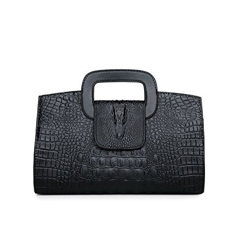 Crocodile Handbags, Leather Clutch Purse, Pu Leather Bag, Crocodile Pattern, Handbag Patterns, Quality Handbags, Satchel Handbags, Girls Bags, Black Handbags