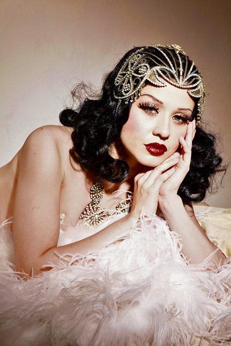 vintage oriental 1920s/flapper style crystal headdress worn by Dolly Lamour Idda Van Munster, Vintage Burlesque, Burlesque Costume, Pinup Art, Razzle Dazzle, Va Va Voom, Christina Aguilera, Aaliyah, Cabaret