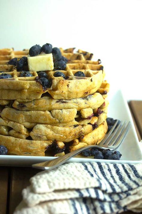 Blueberry Waffles | Grandbaby Cakes Paleo Waffles, Coconut Flour Pancakes, Blueberry Waffles, Delicious Paleo Recipes, Paleo Recipes Breakfast, Ambitious Kitchen, Paleo Recipes Easy, High Protein Breakfast, Paleo Breakfast