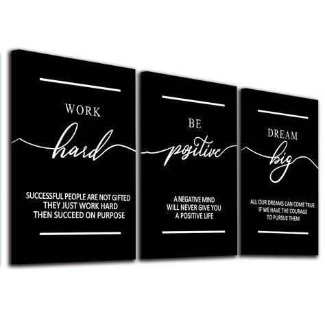 PRICES MAY VARY. 【Office Wall Art Decor】 The Size of the office canvas wall art set is: 16x24inchx3pcs (40x60cmx3pcs). The modern wall art prints perfectly combine quotes such as Execute, Failure, Success, making the artworks more inpirational and motivational. The inpirational wall art set is the best choice for home office gifts or boss office decoration. 【Pefect Office Decoration Ideas】 With excellent slogan matching and positive letters design, this black office decor modern wall art set is Office Decor Women Professional, Him And Her Office Space, Masculine Wall Art Office, Office Decor Grey Walls, Principle Office Decor, Sophisticated Office Decor, White And Black Office Decor, Black Office Wall Decor, Decorating A Small Office At Work