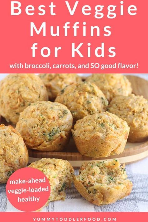 Serve up veggies in a kid-friendly form with these so good Veggie Muffins. They have broccoli, carrots, protein, and picky eater approved flavor! #veggiemuffins #healthymuffins #muffinsforkids Healthy Corn Muffins, Kids Friendly Meals, Broccoli Muffins, Butternut Squash Muffins, Chocolate Protein Muffins, Broccoli And Carrots, Baby Muffins, Veggie Muffins, Child Nutrition