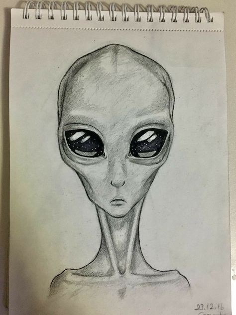 Realistic Alien Drawing, Alien Drawing Sketches, Alien Drawing Ideas, Alien Drawing Easy, Alien Sketch, Ufo Drawing, Scary Drawings, Alien Drawings, Drawing Eyes