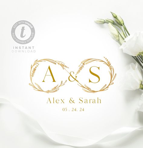 Wedding Symbols Logo, Wedding Monogram Ideas Initials, Marriage Logo, Wedding Initials Logo Design, Wedding Initials Logo, Bridal Logo, Ss Logo, Infinity Logo, Digital Wedding Invitations Templates