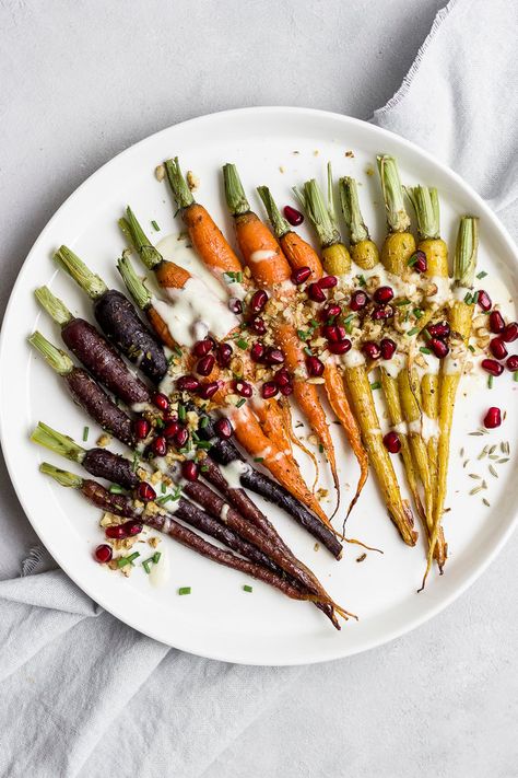 MAPLE ROASTED CARROTS WITH TAHINI MISO DRESSING Healthy Holiday Side Dishes, Dukkah Recipe, Healthy Holiday Sides, Maple Roasted Carrots, Miso Dressing, Holiday Side Dishes, Best Healthy Recipes, Healthy Recipe Ideas, Yogurt Sauce