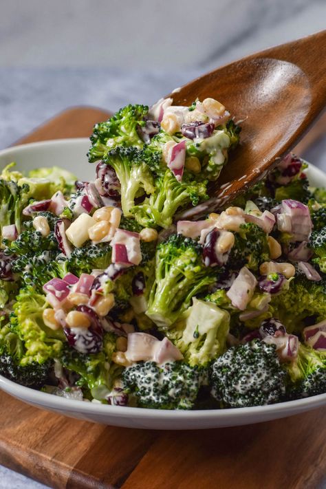 Gluten-Free Broccoli Salad (Dairy-Free) - Olivia's Kitchen Dairy Free Broccoli Salad, Salad Gluten Free Dairy Free, Asparagus Side Dish, Salad Gluten Free, Easy Side Dishes, Healthy Broccoli Salad, Bbq Cookout, Cookout Side Dishes, Gluten Free Sides