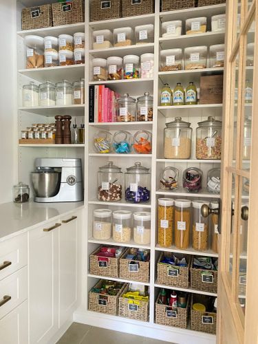 Garage storage makeover | Bunnings Workshop community Butler Pantry Decor, Butlers Pantry Ideas, Beautiful Pantry, Organized Pantry, Butler’s Pantry, Narrow Shelves, Pantry Wall, Pantry Makeover, Butlers Pantry