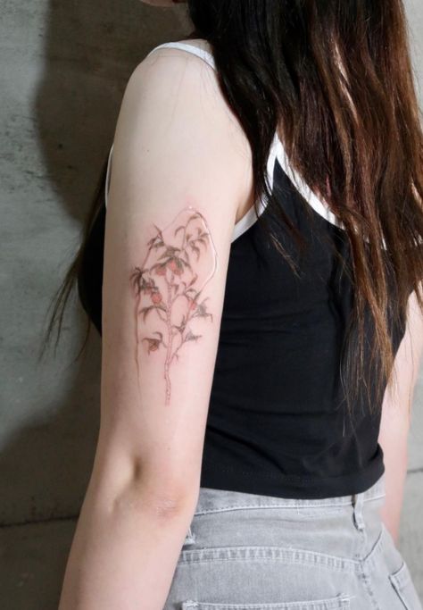 Delicate Peach Tree Tattoo: Peach Tattoo Design, Peach Tree Tattoo, Bloom Tattoo, Peach Tattoo, Fruit Tattoo, Sweet As A Peach, Peach Tree, Family Ties, Strong Family