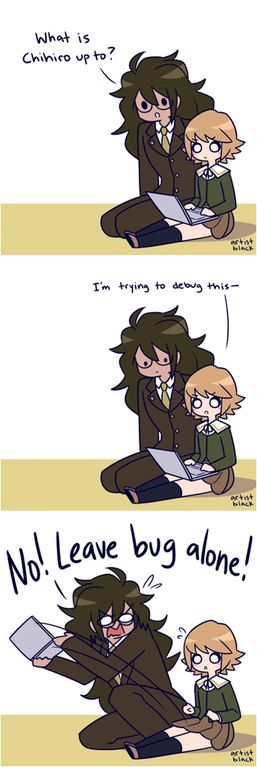 wholesome Baby Funny Pics, Danganronpa Chihiro, Gonta Gokuhara, Danganronpa Headcanons, Chihiro Fujisaki, Pink Blood, Console Games, Danganronpa Game, Danganronpa Funny