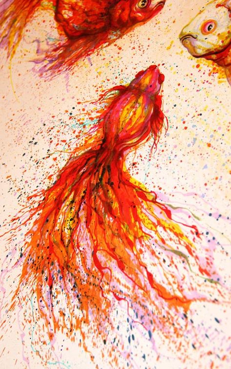 Splatter Art, Coloring Inspiration, Art Japonais, A Level Art, Sumi E, Fish Art, Street Artists, Wildlife Art, Ink Painting