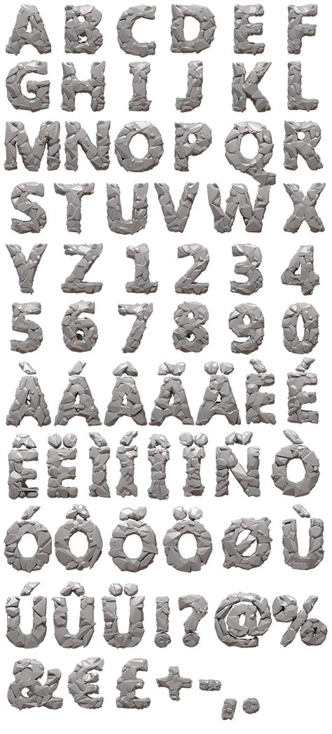 Stone Font Letters, Stone Typography, Rock Alphabet, Bubble Writing Font, Fonts 3d, 3d Bubbles, Rock Font, Rock And Stone, Animated Fonts