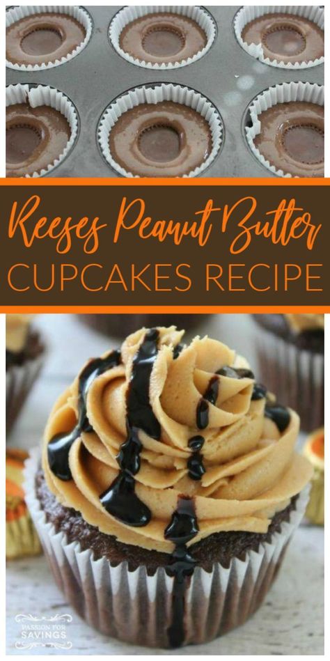 Good For A Crowd, Reeses Desserts, Reeses Peanut Butter Cupcakes, Peanut Butter Cup Cupcakes, Butter Cupcake Recipe, Recipes Cupcakes, Homemade Cupcake Recipes, Cups Recipes, Peanut Butter Cups Recipe