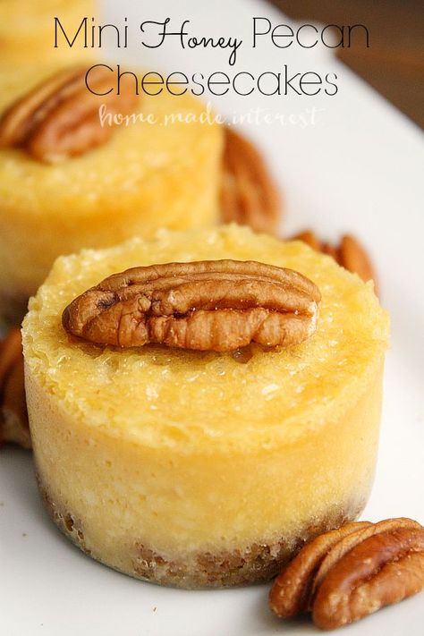 Easy Mini Cheesecake Recipe, Honey Cheesecake, Vanilla Pie, Mini Cheesecakes Easy, Honey Dessert, Weight Watcher Desserts, Pecan Crust, Pecan Cheesecake, Cheesecake Pan