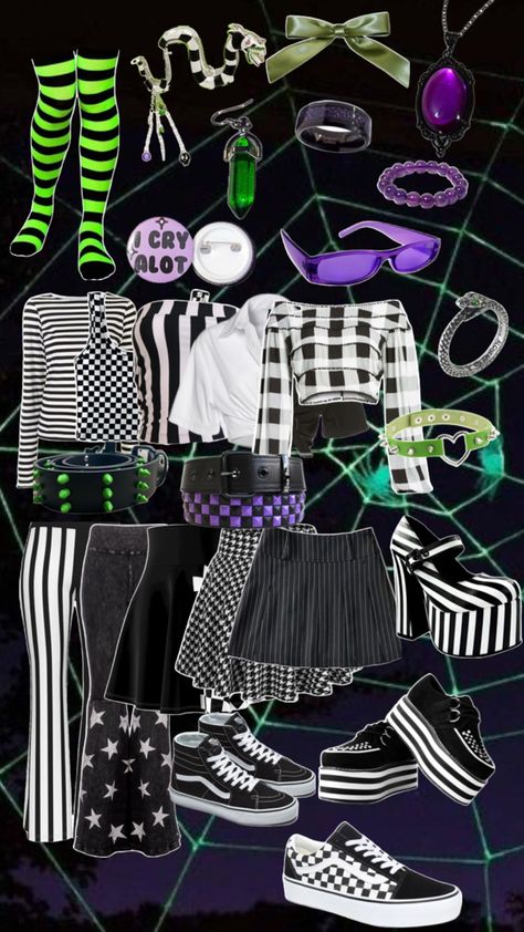 It’s the green and purple demon man Purple Demon, Black White Outfit, Halloween 2024, Red Boots, Absinthe, Swaggy Outfits, Gothic Style, Beetlejuice, White Outfits