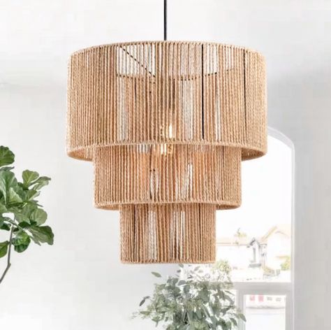 Modern Farmhouse Chandelier Dining Rooms Rattan, Wood Beed Chandelier, Natural Chandeliers, Tiered Woven Chandelier, Hollace Natural Rattan Chandelier, Rattan Chandelier Dining Room Pendant Lights & Chandeliers, Commercial Lighting, Home Decor Lights, Ocean Inspiration