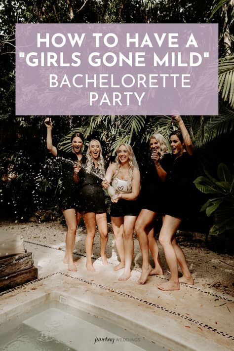 Bachelorette Party Girls Gone Mild, Tacky Bachelorette Party, Non Drinking Bachelorette Party Ideas, Easy Bachelorette Themes, Bride Or Die Bachelorette Theme Outfits, Girl Bachelorette Party Ideas, Non Traditional Bachelorette Party Ideas, Laid Back Bachelorette Party Ideas, Galveston Bachelorette Party