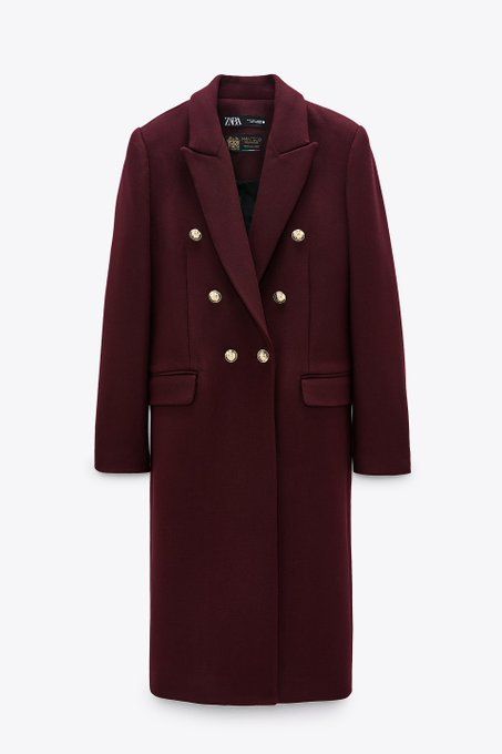 Tailored Coat, Royal Outfits, Wool Blend Coat, Leather Blazer, Zara Black, Double Breasted Suit Jacket, Lapel Collar, Autumn Winter Fashion, Double Breasted