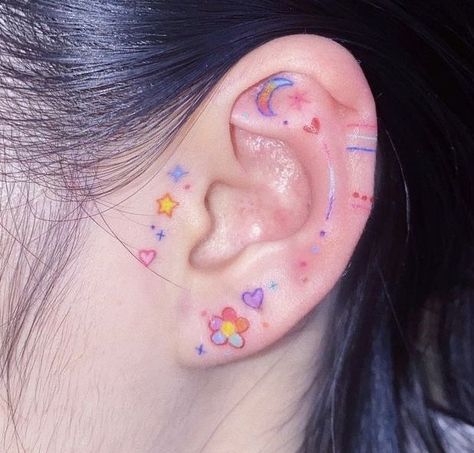 Pastel Tattoo, Small Colorful Tattoos, Purple Tattoos, Outfit Ideas September, Shein Clothing Outfit, Funky Tattoos, Shein Clothing, Sick Tattoo, Cute Little Tattoos