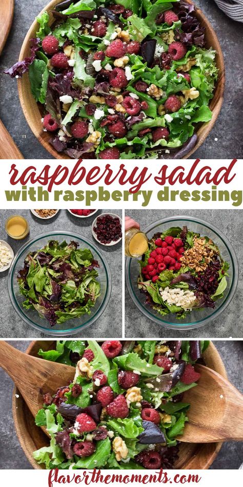 Raspberry Salad Recipe Salad Recipes With Raspberry Vinaigrette, Raspberry Dressing Salad, Raspberry Walnut Salad, Raspberry Vinaigrette Salad Recipes, Recipes Using Raspberries, Raspberry Salads, Stawberry Salad, Salad Raspberry Vinaigrette, Raspberry Spinach Salad