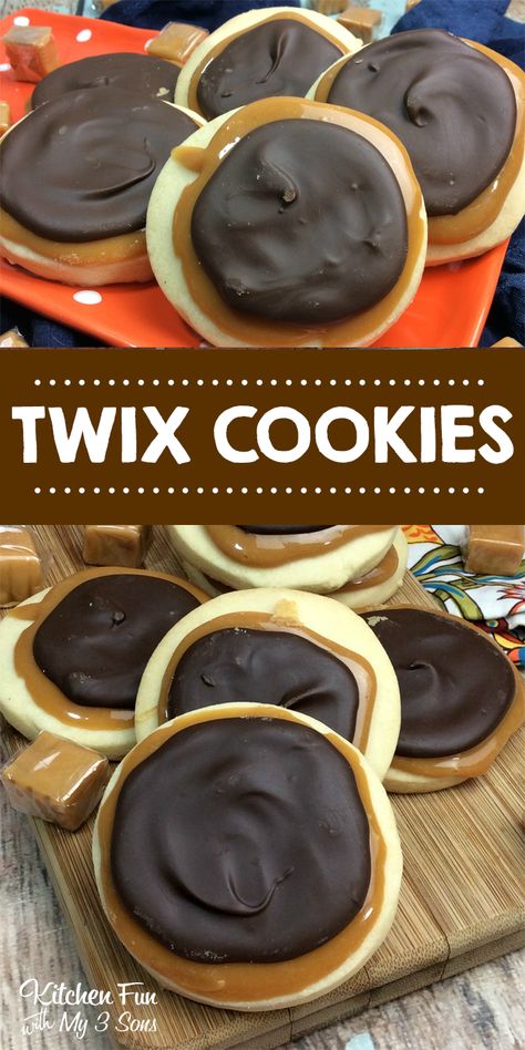 Twix Cookies, Favorite Cookie Recipe, Kitchen Fun, Oreo Dessert, Candy Bars, Favorite Candy, Copycat Recipe, Yummy Sweets, Easy Cookies