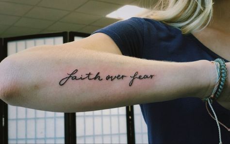 10+ Faith Over Fear Tattoo Design Ideas for Men & Women – EntertainmentMesh Faith Over Fear Tattoos, Faith Over Fear Tattoo For Women, Aa Prayers, Faith Over Fear Tattoo, Faith Tattoo Designs, Tattoos Placement, Tattoo Stars, Tatts Ideas, Faith Tattoos