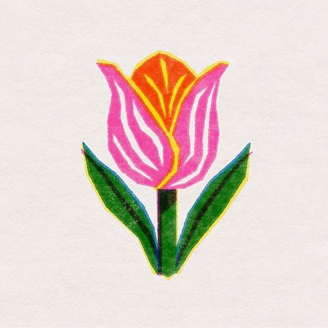 illo-moji #2: tulip 🌷🌷🌷 Tulip Illustration Simple, Cartoon Tulip, Tattoo Inspo, Embroidery Patterns, Tulips, Embroidery, Tattoos, Pattern