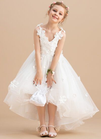 Lace Neck Dress, Tea Length Flower Girl Dress, Sleeveless Flower Girl Dresses, Tea Length Tulle, Girls Ball Gown, Cheap Flower Girl Dresses, Girls Tulle Dress, Gown Princess, Princess Flower