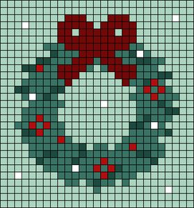 Crostich Pattern, Perler Beads Christmas Wreath, Cross Stitch Holiday Patterns, Alpha Grids Easy, Cross Stitch Christmas Wreath, Crochet Christmas Graphs, Christmas Crochet Pixel Grid, Crochet Grid Patterns Christmas, Alpha Patterns Crochet Christmas