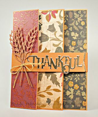 Wheat Stalk, Fall Cards Handmade, Thanksgiving Cards Handmade, Fall Greeting Cards, Fancy Fold Card Tutorials, Tri Fold Cards, Frantic Stamper, Card Folds, Cricut Cards