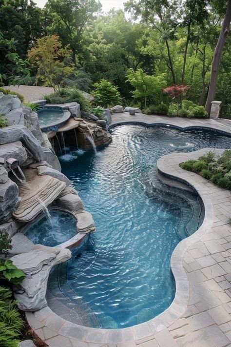 Lazy River Pool Backyard, Enclosed Pool, Insane Pools, Underground Pool, Pond Pool, Pool Aesthetic, Landscaping Layout, Dream Backyard Pool, Pools Backyard Inground