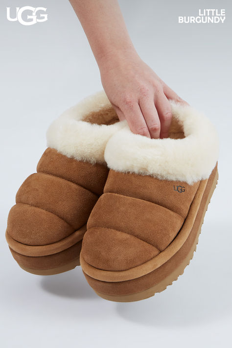 Cute Uggs, Ugg Slides, Boots Slippers, Ugg Style, Burgundy Shoes, Suede Slides, Girly Shoes, Swag Shoes, Womens Slides