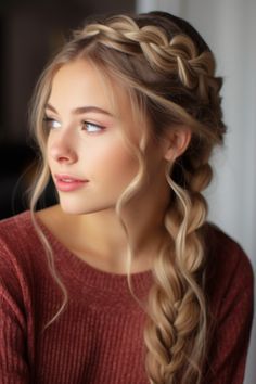 Fancy Hairstyles Braids, Beautiful Hairstyles For Prom, Cool Hairstyle Ideas For Long Hair, Braid Fancy Hairstyles, Prom Side Braid, Formal Side Braid, Teen Wedding Hairstyles, Hair Styles For Girls With Long Hair, Side Braid Prom Hair