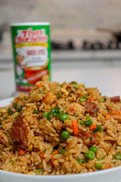 Cajun Fried Rice - Tony Chachere's Cajun Fried Rice, Cajun Rice Recipe, Delicious Fried Rice, Cajun Rice, Cajun Fries, Cajun Salmon, Cajun Seafood, Cajun Creole Recipes, Vegetable Fried Rice