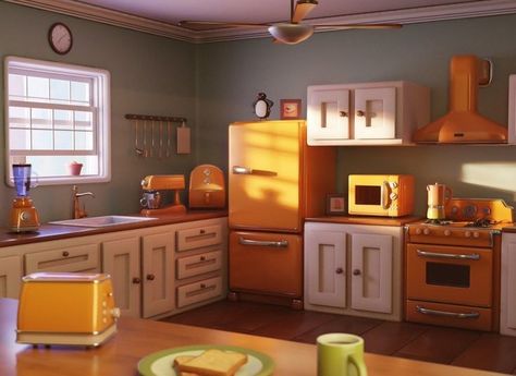 Cartoon House, Kitchen Models, 3d Modelling, Blender 3d, Environmental Art, Interior Art, My New Room, 3d Design, Kitchen Interior