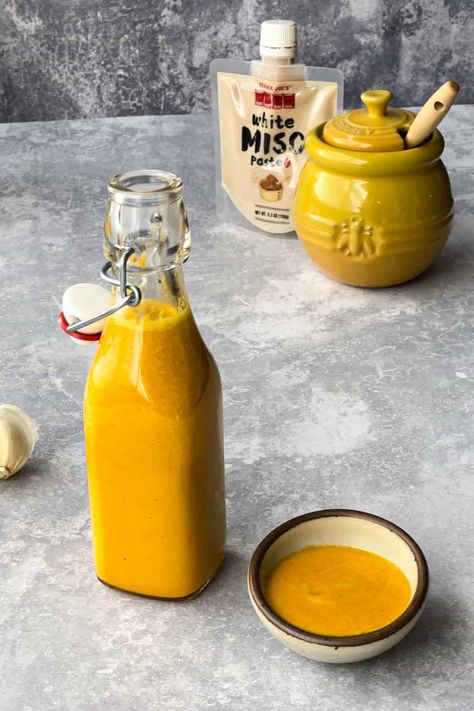 Trader Joe's Carrot Ginger Miso Dressing Recipe - a recipe for fun Carrot Ginger Dressing Recipe, Trader Joe’s Dressing, Trader Joe's Miso Ginger Broth, Carrot Miso Dressing, Ginger Miso Dressing, Carrot Miso Ginger Dressing, Miso Carrot Ginger Dressing, Miso Salad Dressing, Miso Dressing Recipe