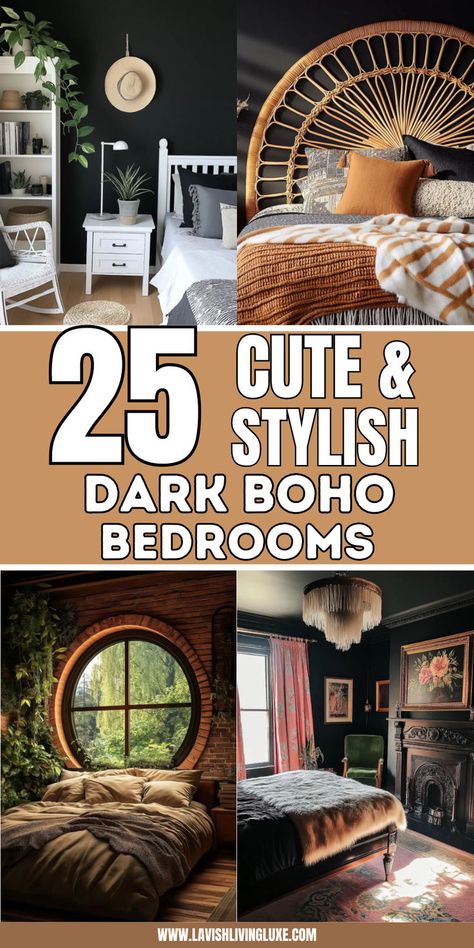 dark boho bedroom Moody Bedroom Boho, Witchy Boho Bedroom, Dark Boho Bedroom Ideas, Dark Boho Bedroom, Boho Bedrooms, Dark Boho, Boho Bedroom Ideas, Moody Bedroom, Chic Spaces