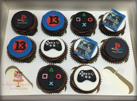 Playstation Cupcakes, Blue Cupcakes, Kid Cupcakes, 11th Birthday, Pretty Cakes, Playstation, Cake, Birthday