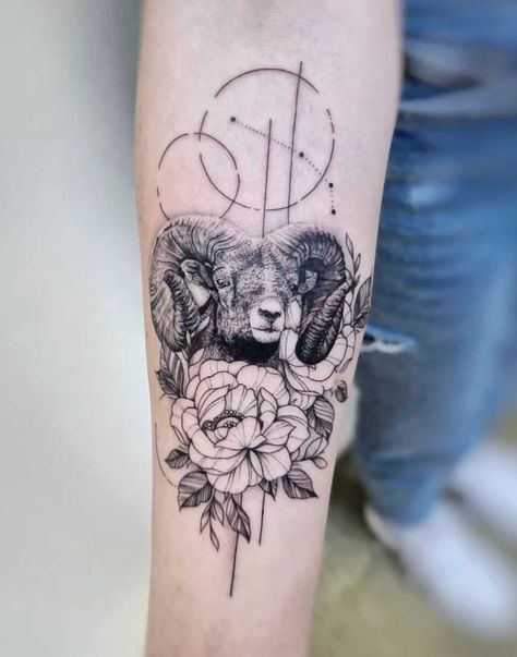 SOURCE Rio Tattoo, Aries Symbol Tattoos, Aries Ram Tattoo, All The Zodiac Signs, Aries Tattoos, Aries Constellation Tattoo, Ram Tattoo, Glyph Tattoo, Aries Ram