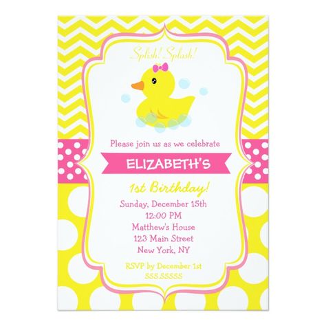 Card Birthday Design, Rubber Duck Birthday Party, Duck Birthday Party, Owl 1st Birthdays, Rubber Duck Birthday, Party Invitations Birthday, Firetruck Birthday Party, Duck Birthday, Invitation Card Birthday